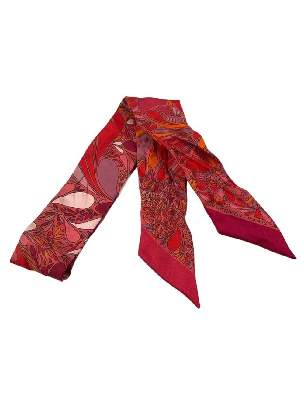Hermes Scarf Twilly Red Orange Multi Millefleurs du Mexique Flowers